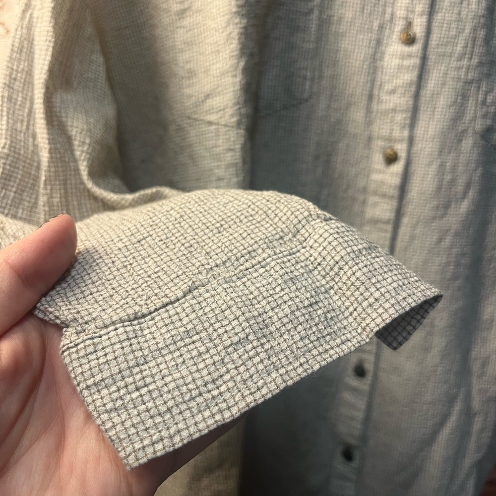 Free People Textured Grid Point Oversized Button-Up Shirt (118) - Picture 5 of 13
